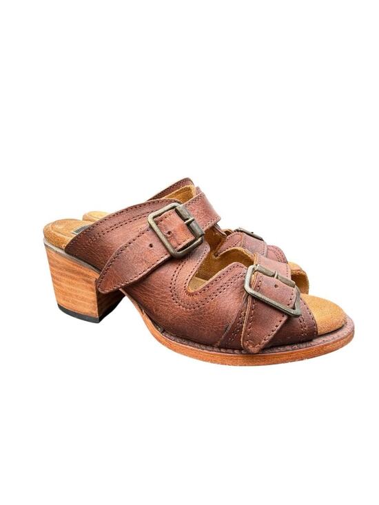 Freebird by Steven Shoes - Freebird Caprice Boho Slide Sandal Heel Brown Leather Women size 5